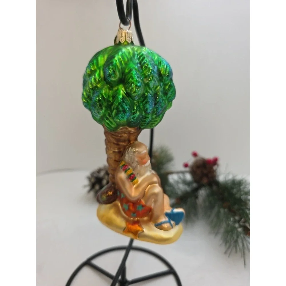 Christopher Radko Holiday Dreamin Santa Palm Tree Christmas Ornament 6